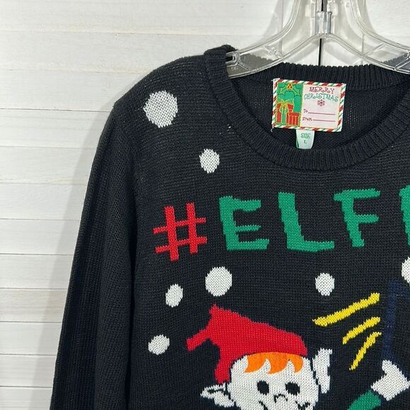 Christmas Sweater Large Elfie Ugly Pullover - Picture 3 of 14